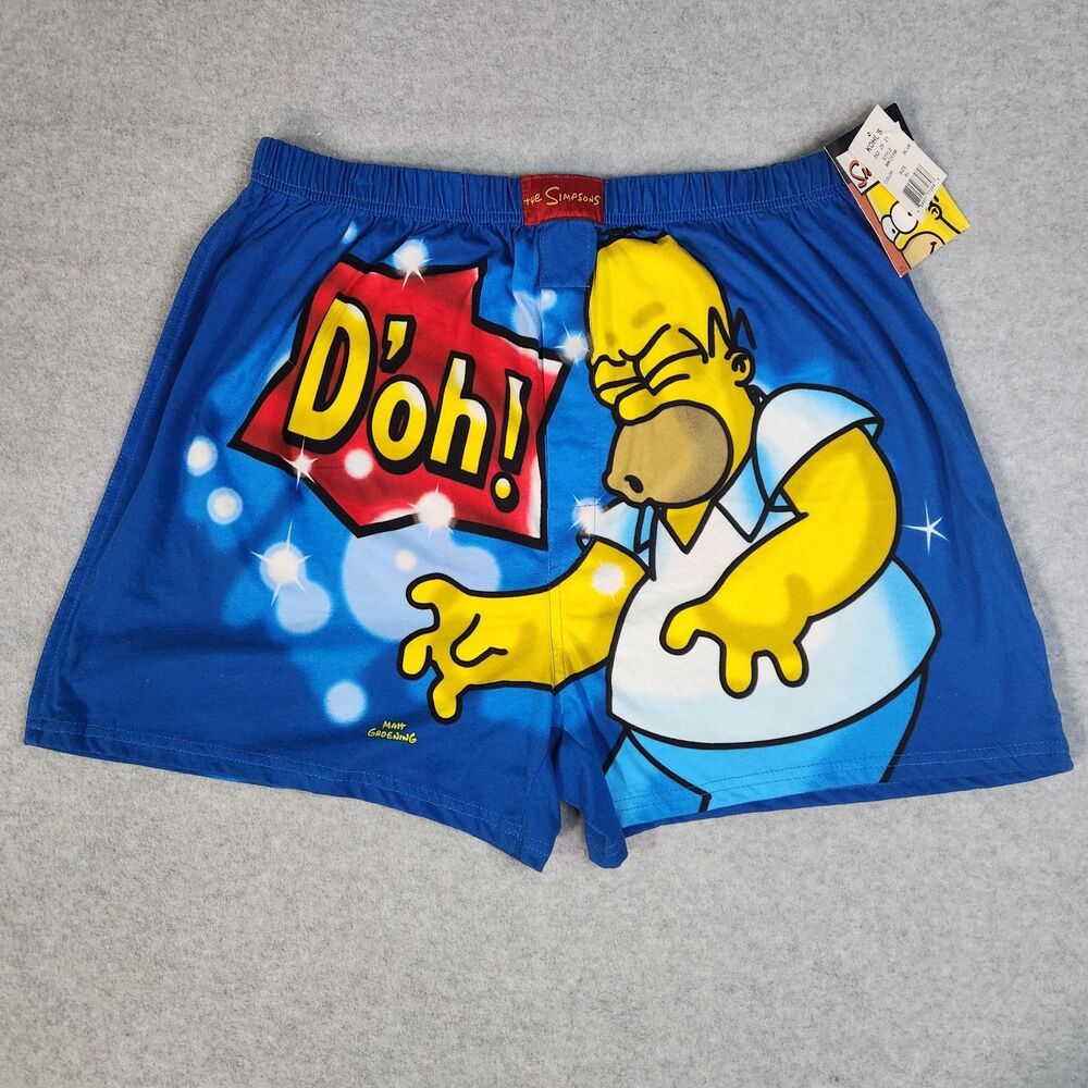 The Simpsons Mens Boxer Briefs XL Homer Simpson D'oh Blue Novelty Underwear NWT - Picture 1 of 5